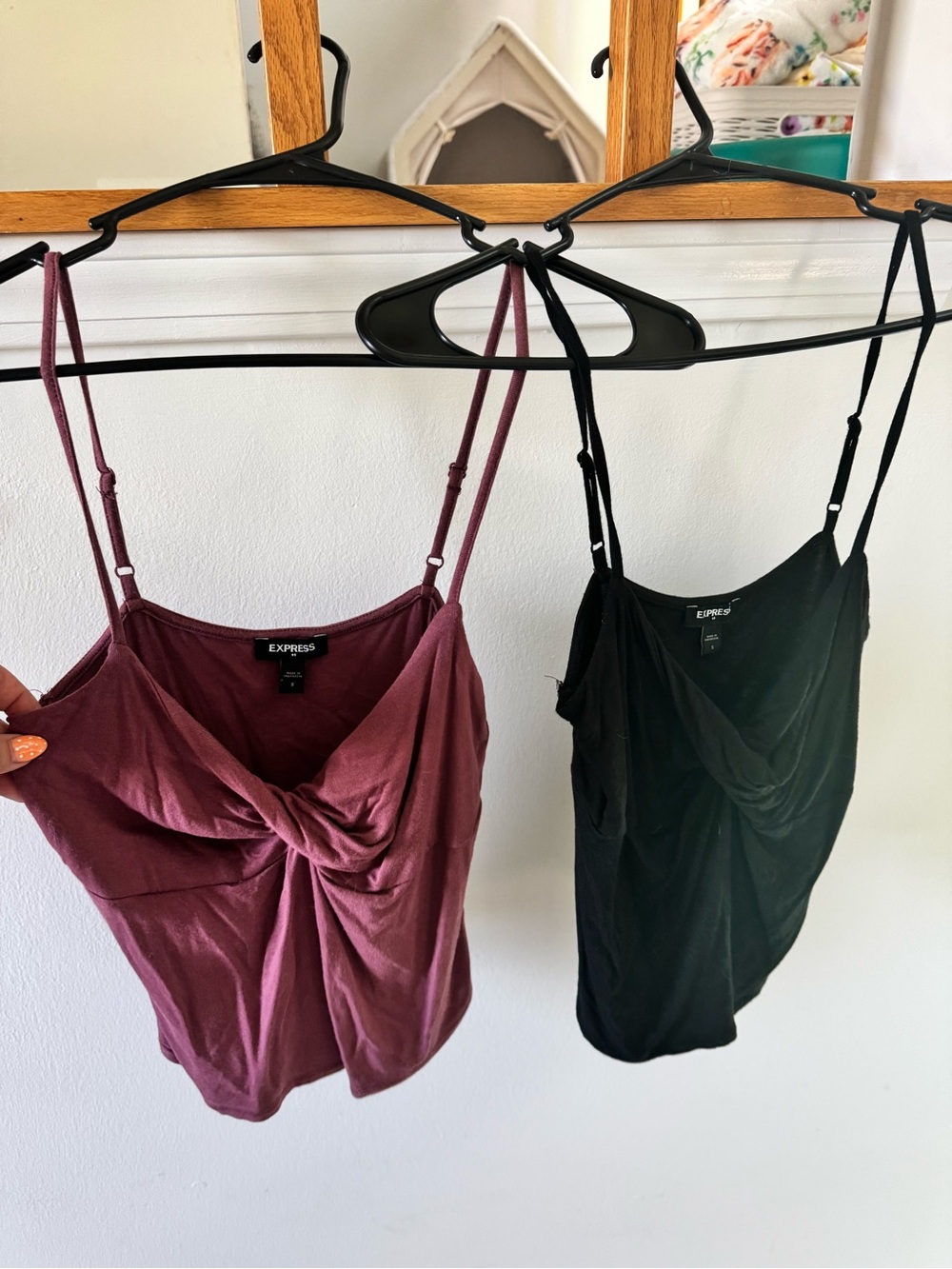 Express Twist-Front Camisole Tanks - Burgundy and Black
